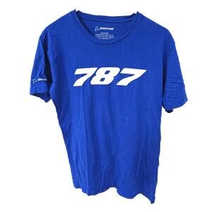 Boeing Sz Medium Blue 787  Airliner Aviation T-Shirt
